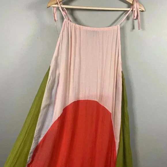 All Saints Aida Color Block Maxi Dress Size US 2 Sheer Boho Halter Tie Colorful - Picture 5 of 11